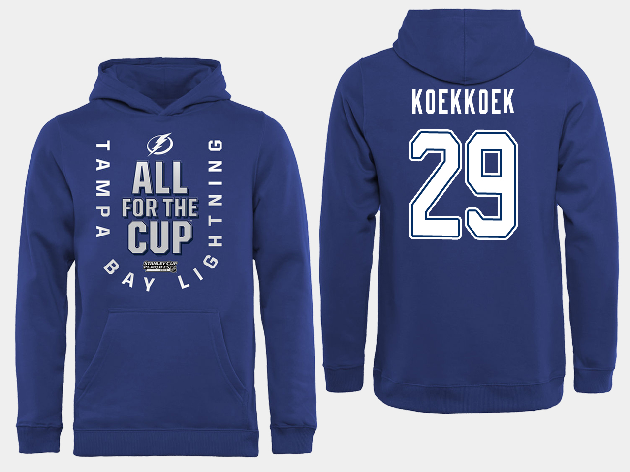 NHL Men adidas Tampa Bay Lightning 29 Koekkoek blue All for the Cup Hoodie